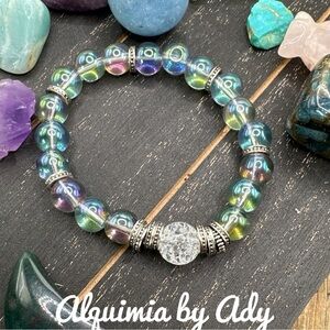 Mystic Aura Quartz silver chunky bracelet